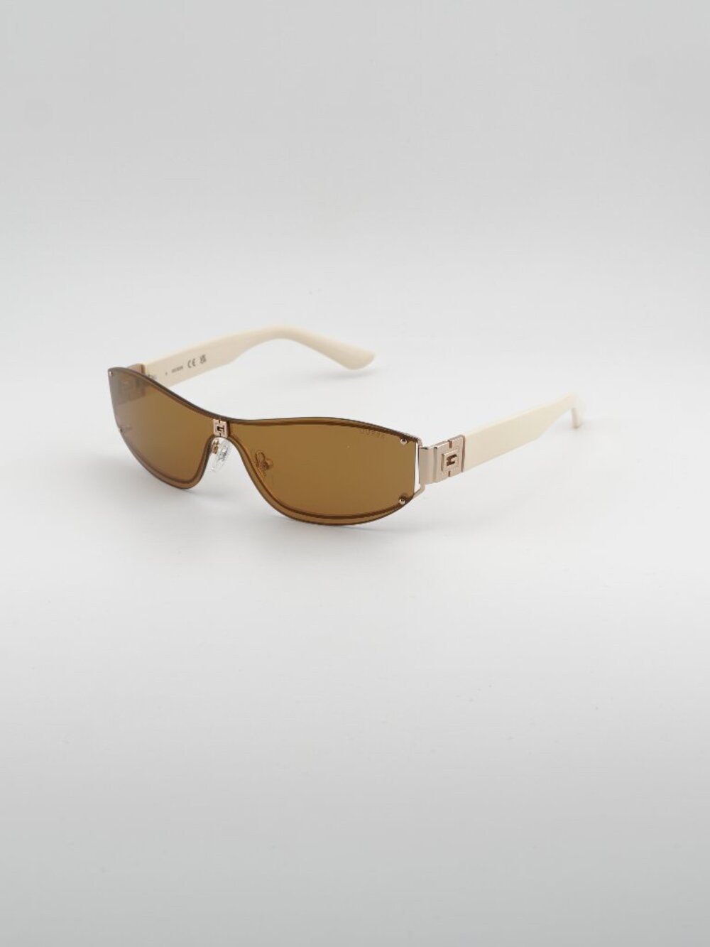 Guess GU00263 32G Sunglasses Gold Shield Frame, Brown Lenses